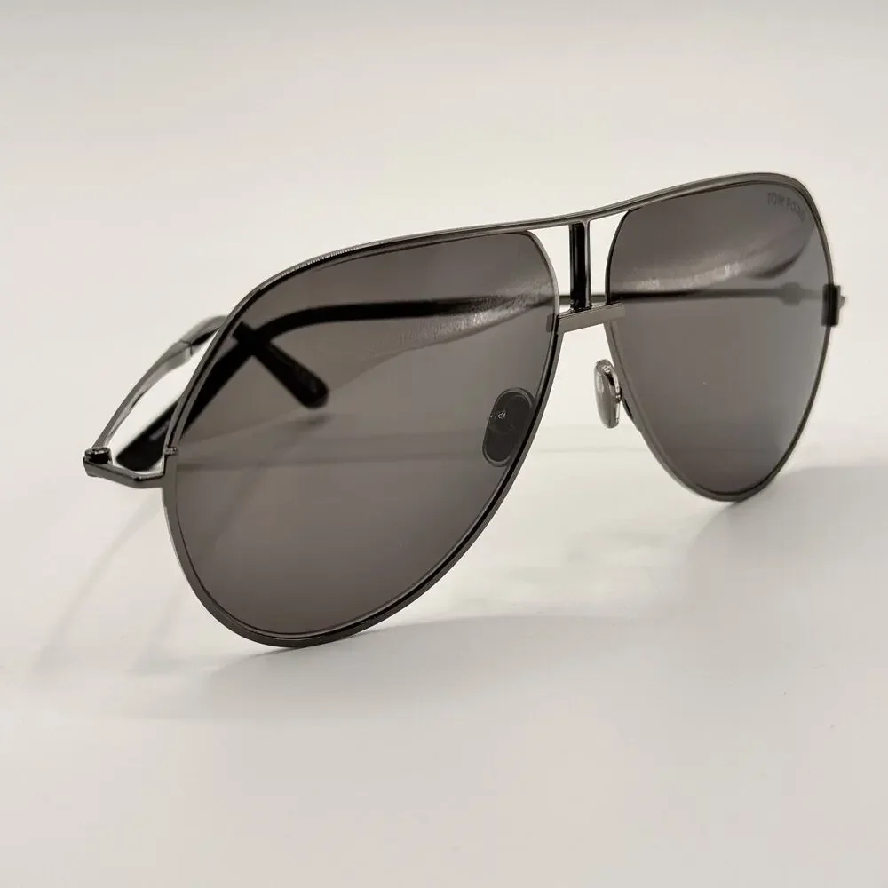 Tom Ford Sunglasses Rickie-02 TF1281 08A Gunmetal Aviator Frame Gray Lens 63mm